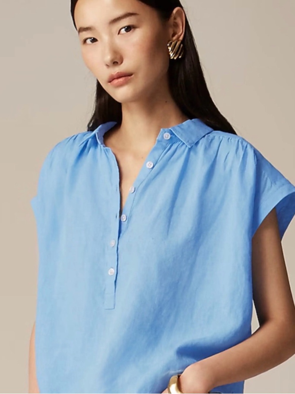 NWOT J. Crew Baird McNutt Sky Blue Cap-Sleeve Top - small